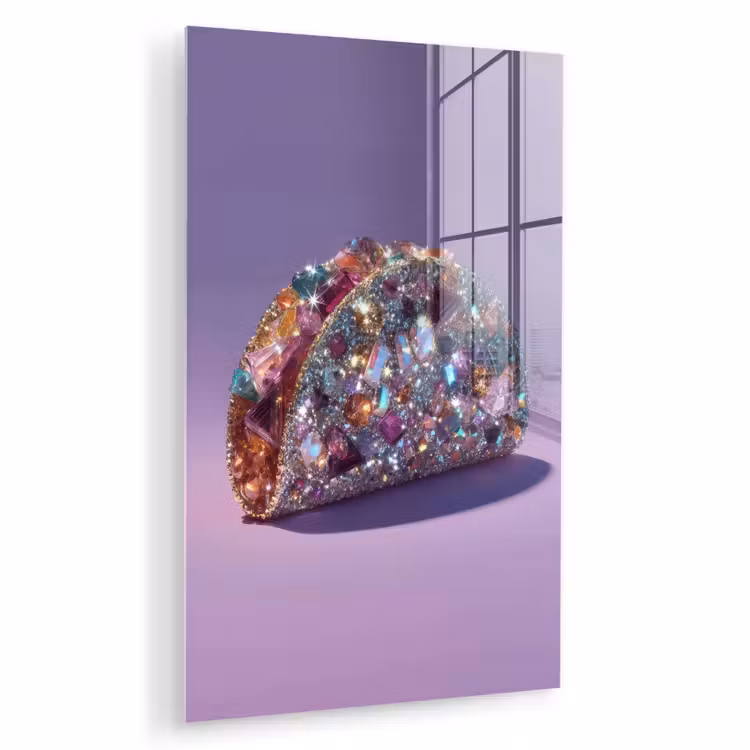 Glas schilderij - Edelstenen - Glitters - Paars - Kleurrijk — 1