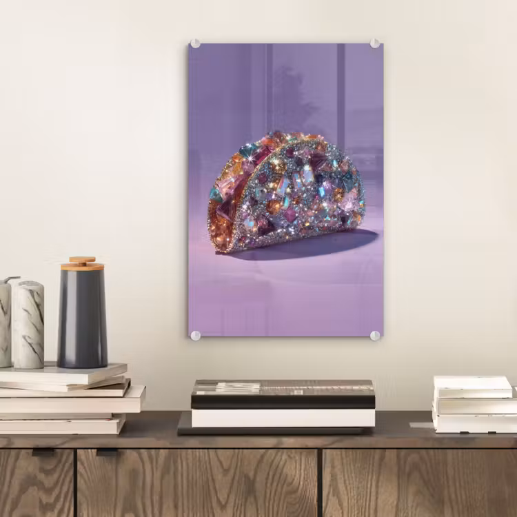 Glas schilderij - Edelstenen - Glitters - Paars - Kleurrijk — 2