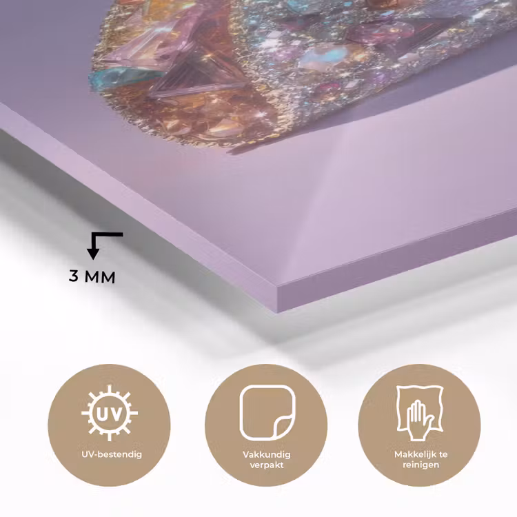 Glas schilderij - Edelstenen - Glitters - Paars - Kleurrijk — 3