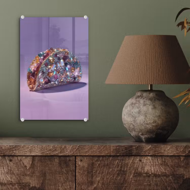 Glas schilderij - Edelstenen - Glitters - Paars - Kleurrijk — 4