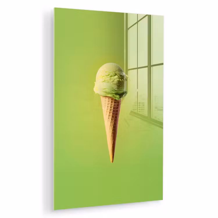 Glas schilderij - Hoorntje - Schepijs - Groen — 1
