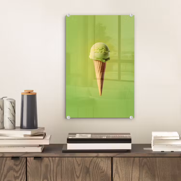 Glas schilderij - Hoorntje - Schepijs - Groen — 2