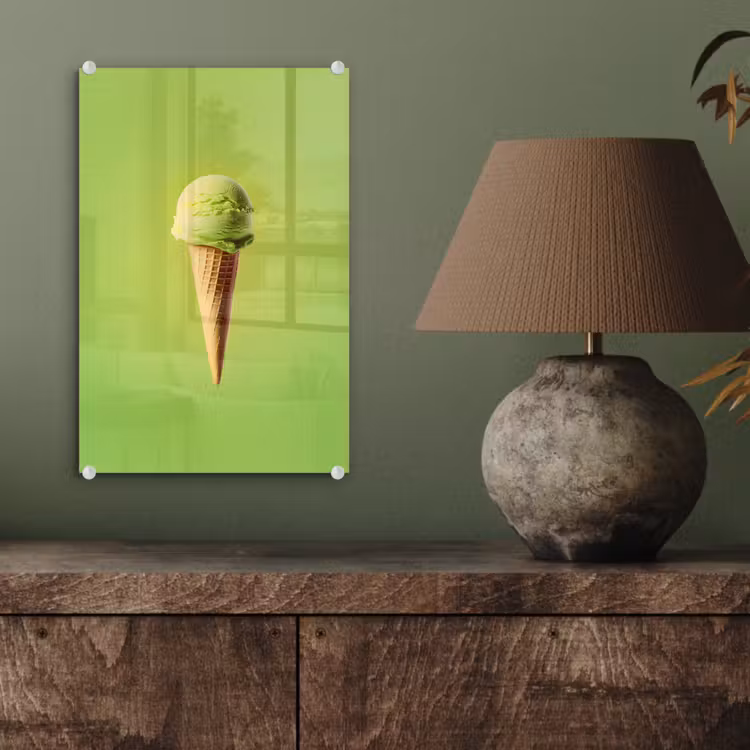 Glas schilderij - Hoorntje - Schepijs - Groen — 4