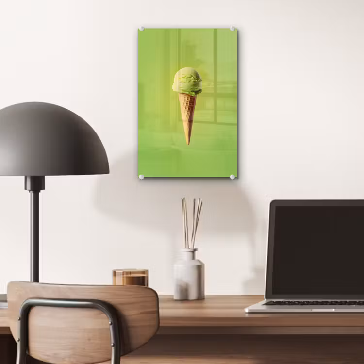 Glas schilderij - Hoorntje - Schepijs - Groen — 7
