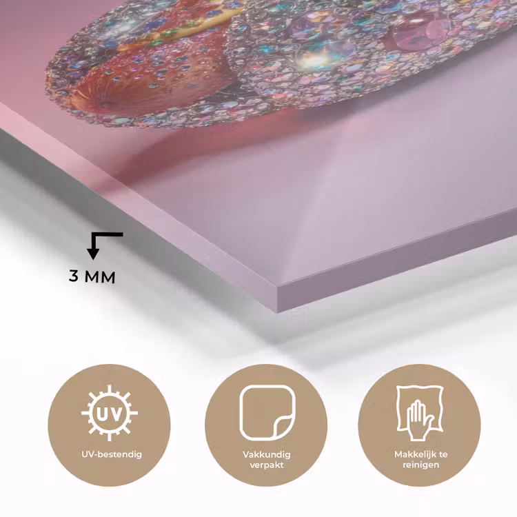 Glas schilderij - Hotdog - Steentjes - Glitters - Paars — 3