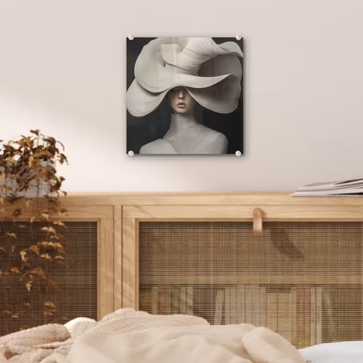 Glas schilderij - Modern - Vrouw - Hoed — 5