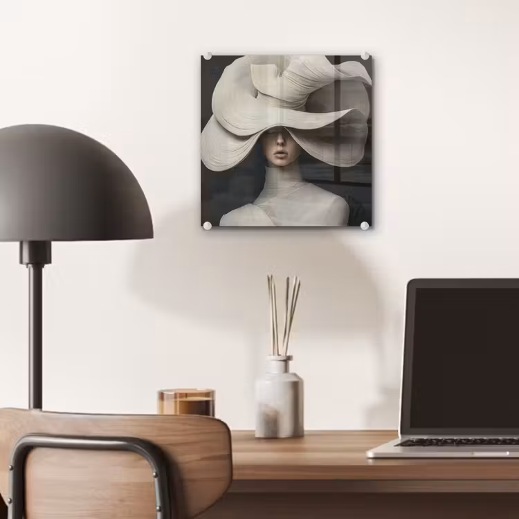 Glas schilderij - Modern - Vrouw - Hoed — 7