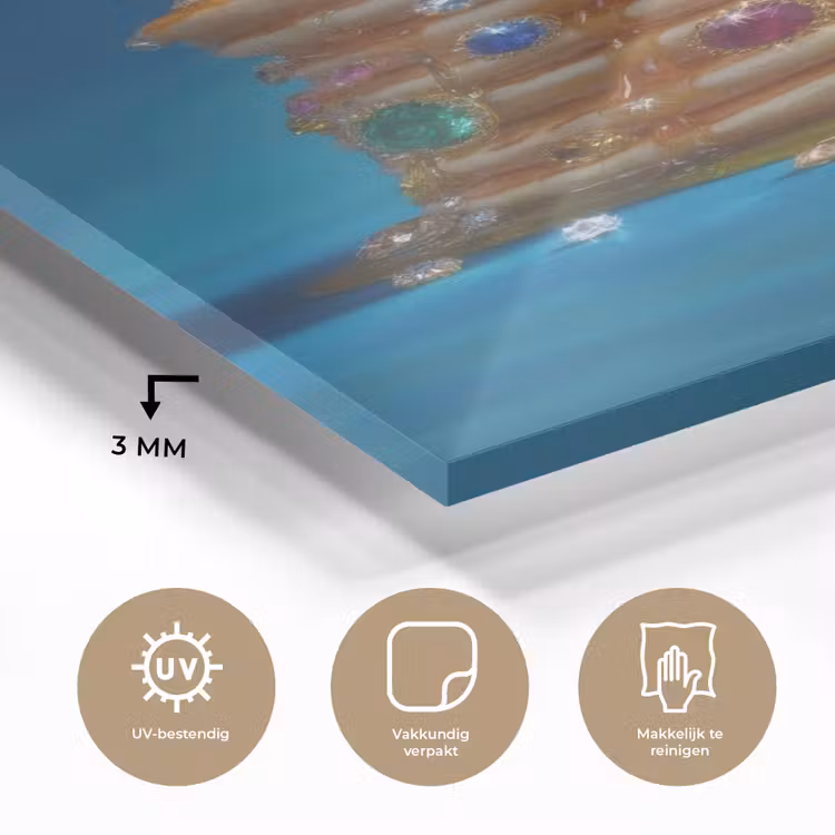 Glas schilderij - Pannenkoeken - Steentjes - Glitter - Slagroom — 3