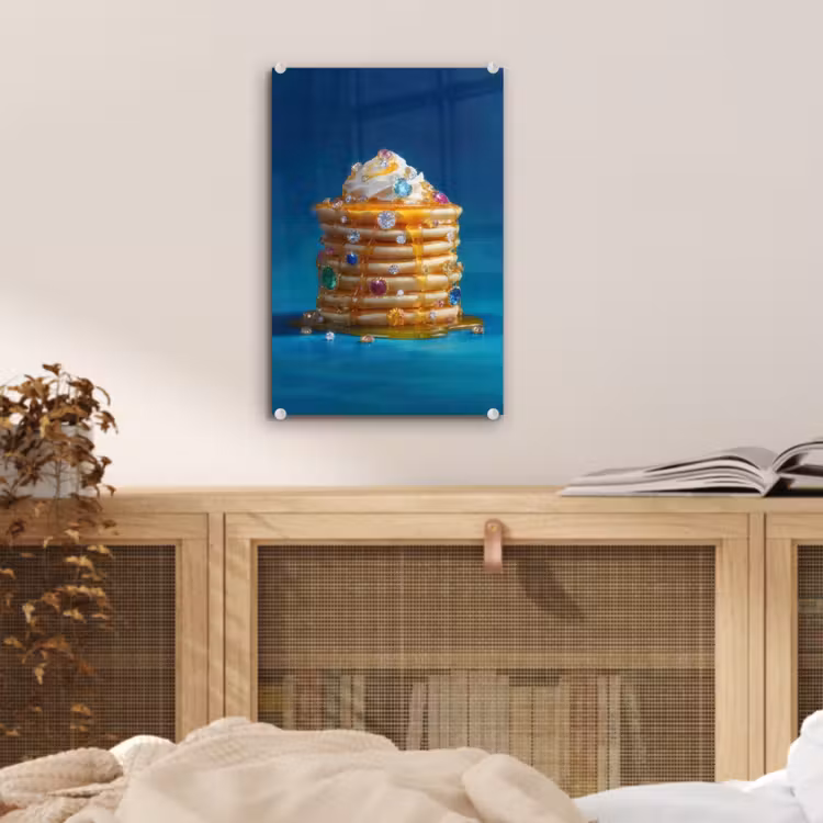 Glas schilderij - Pannenkoeken - Steentjes - Glitter - Slagroom — 5