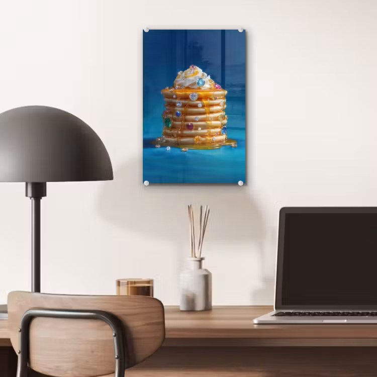 Glas schilderij - Pannenkoeken - Steentjes - Glitter - Slagroom — 7