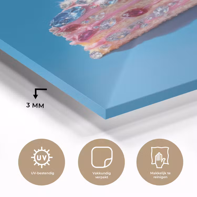 Glas schilderij - Taart - Edelstenen - Glitters - Roze — 3