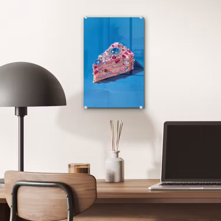 Glas schilderij - Taart - Edelstenen - Glitters - Roze — 7