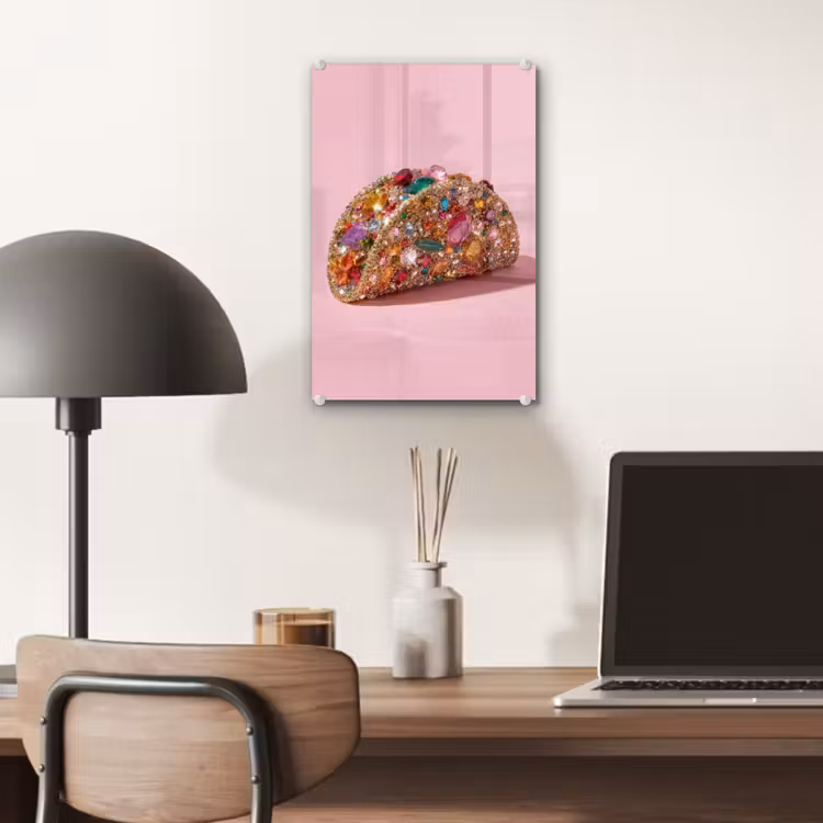 Glas schilderij - Taco - Kleurrijk - Edelstenen - Goud — 7