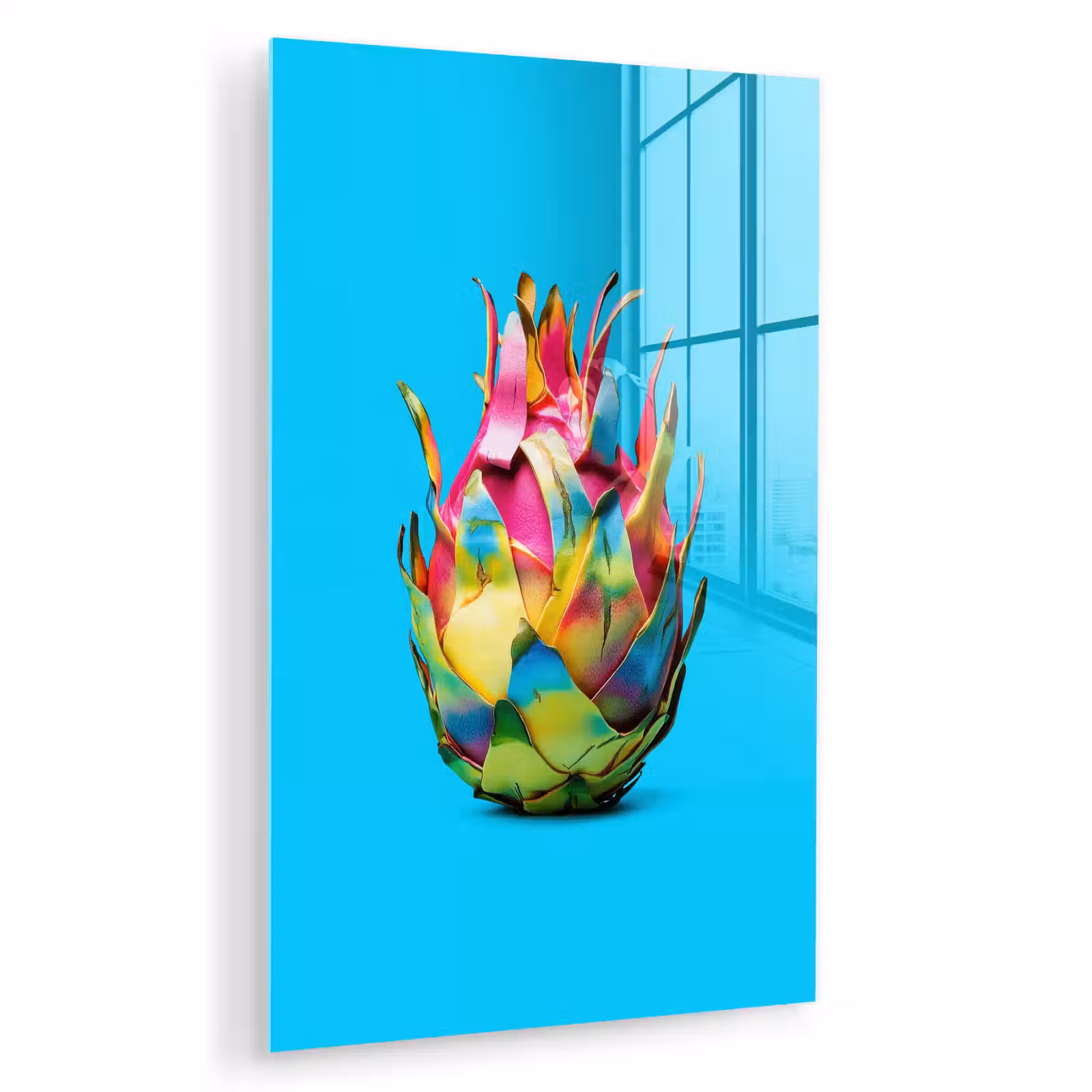 Glas schilderij - Drakenfruit - Blauw - Levendig — 1