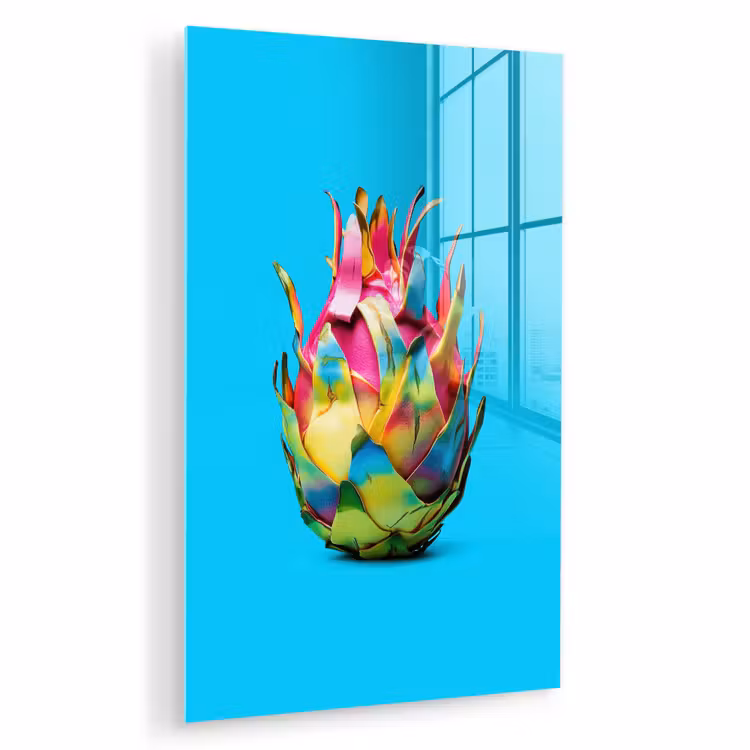Glas schilderij - Drakenfruit - Blauw - Levendig — 1