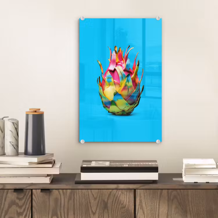 Glas schilderij - Drakenfruit - Blauw - Levendig — 2