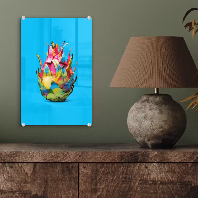 Glas schilderij - Drakenfruit - Blauw - Levendig — 4