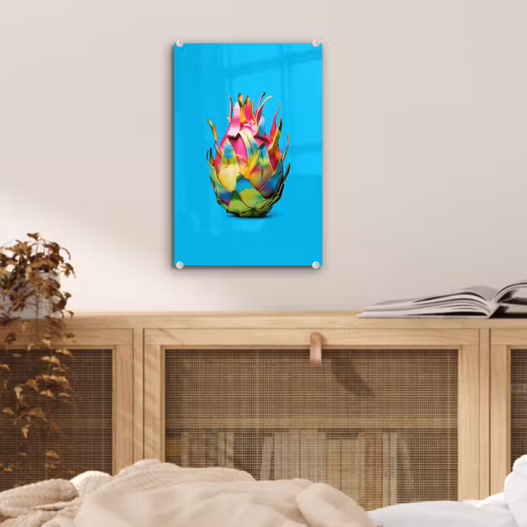 Glas schilderij - Drakenfruit - Blauw - Levendig — 5