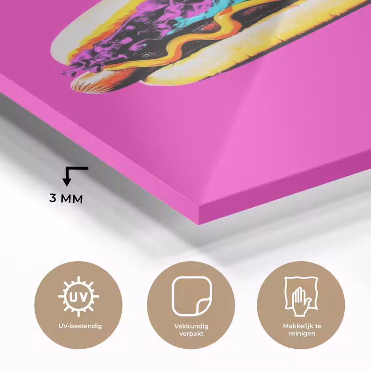 Glas schilderij - Hotdog - Roze - Retro — 3