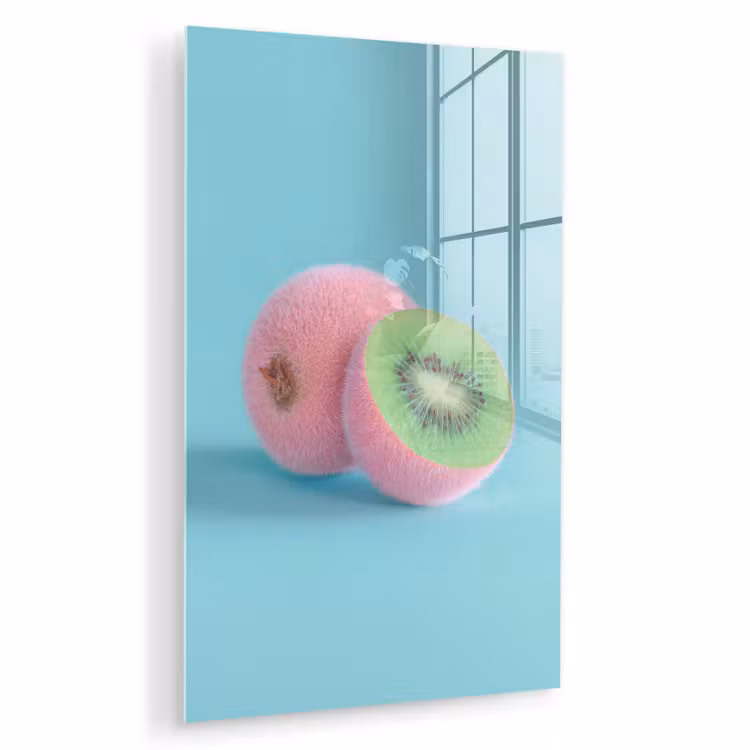 Glas schilderij - Kiwi - Blauw - Surrealistisch — 1