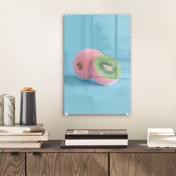 Glas schilderij - Kiwi - Blauw - Surrealistisch — 2