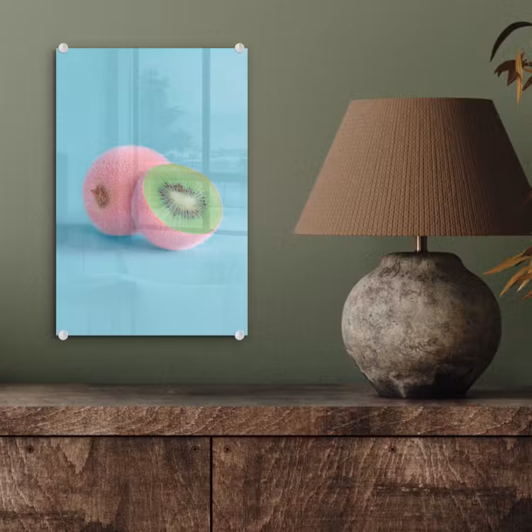 Glas schilderij - Kiwi - Blauw - Surrealistisch — 4