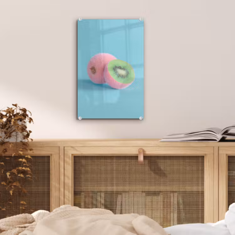 Glas schilderij - Kiwi - Blauw - Surrealistisch — 5