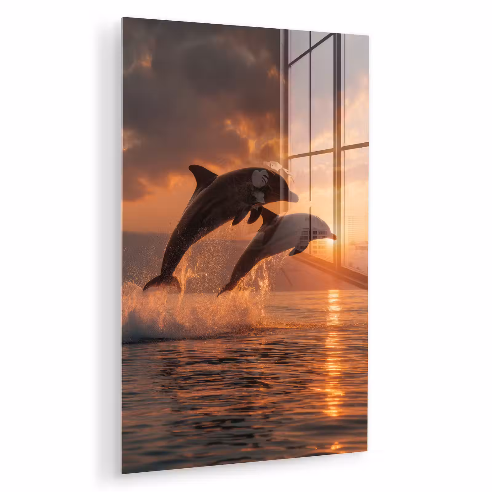 Glas schilderij - Dolfijnen - Zee - Realistisch — 1