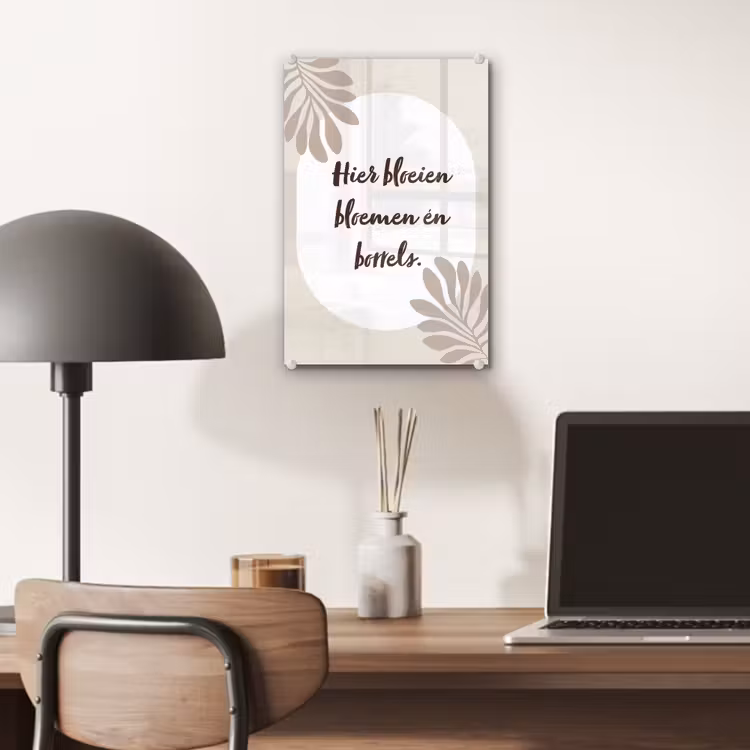 Glas schilderij - Bloemen - Quote - Zomer - Beige — 7