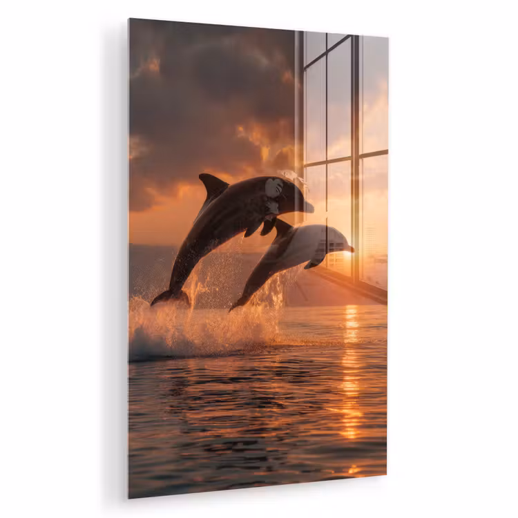 Glas schilderij - Dolfijnen - Zee - Realistisch — 1