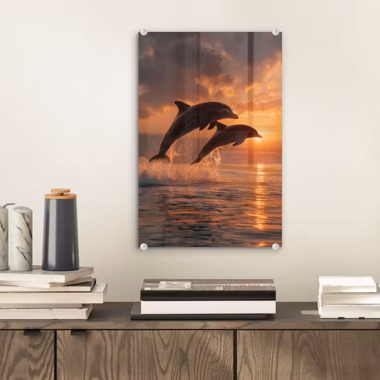 Glas schilderij - Dolfijnen - Zee - Realistisch — 2