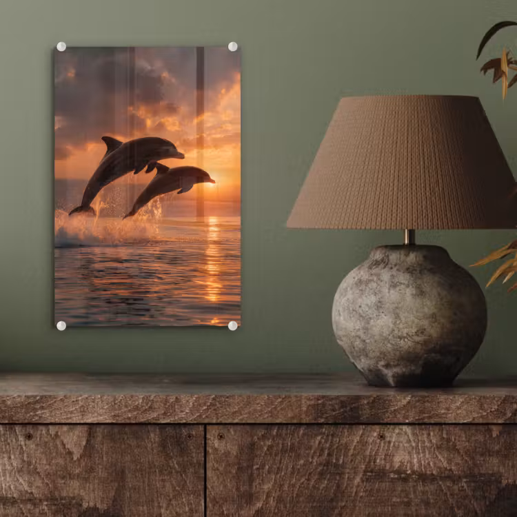 Glas schilderij - Dolfijnen - Zee - Realistisch — 4