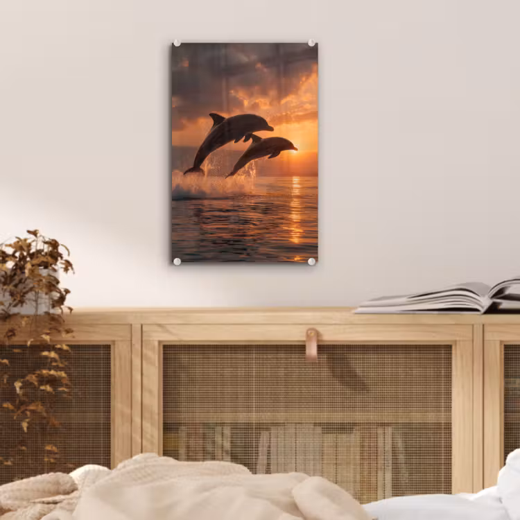 Glas schilderij - Dolfijnen - Zee - Realistisch — 5