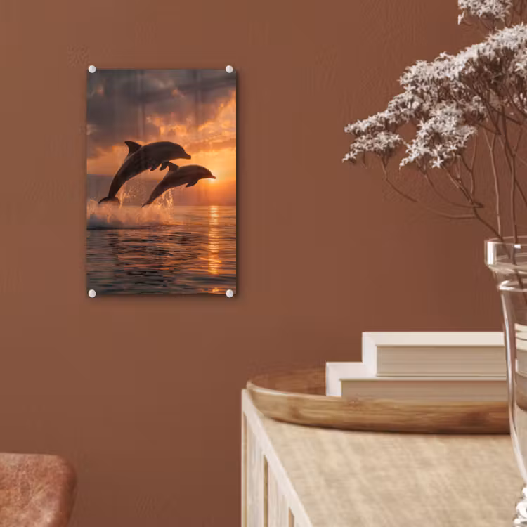 Glas schilderij - Dolfijnen - Zee - Realistisch — 6
