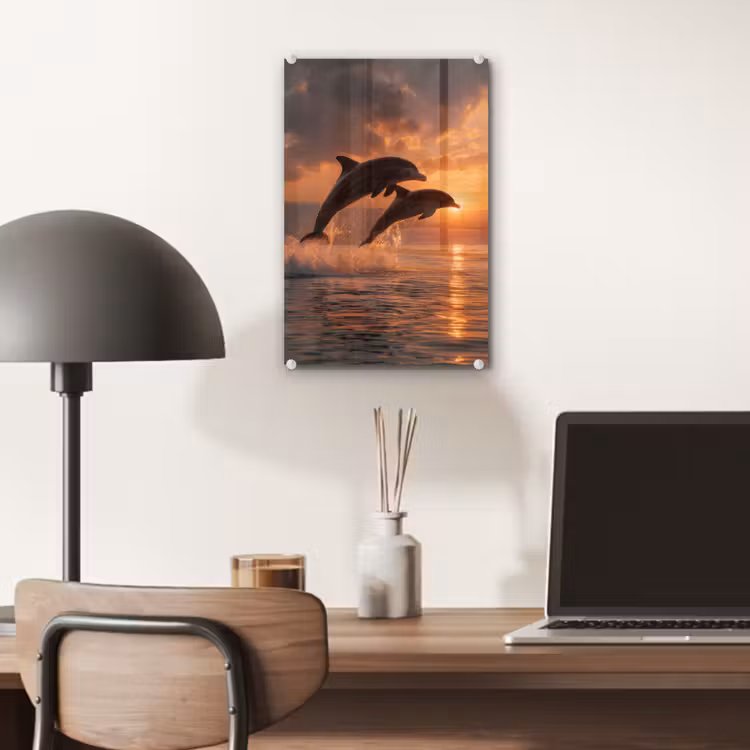 Glas schilderij - Dolfijnen - Zee - Realistisch — 7