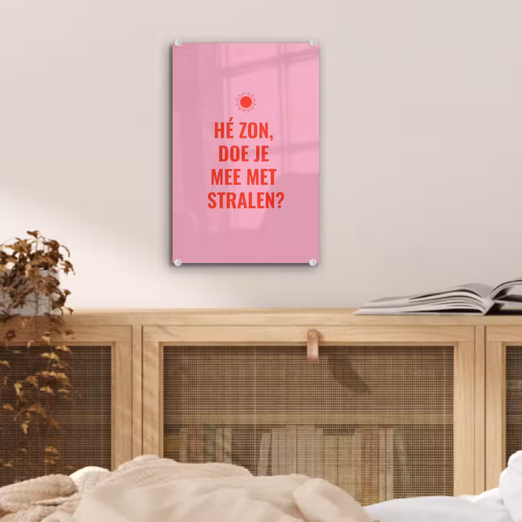 Glas schilderij - Roze - Zon - Quote — 5