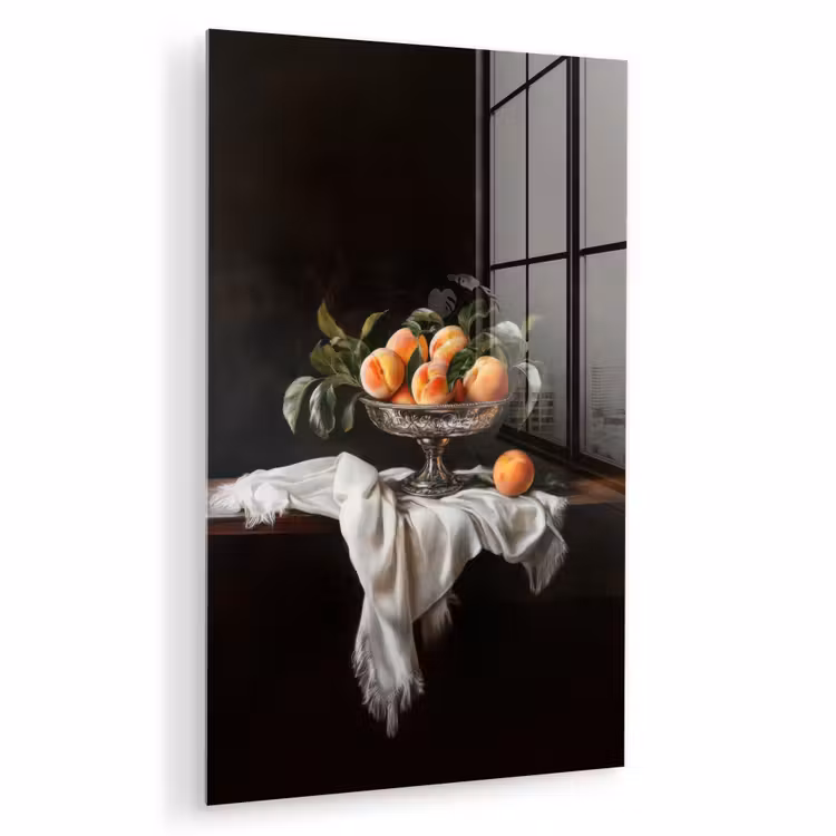 Glas schilderij - Stilleven - Perziken - Vintage — 1