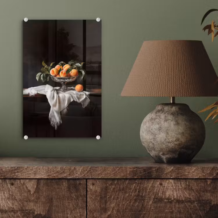 Glas schilderij - Stilleven - Perziken - Vintage — 4