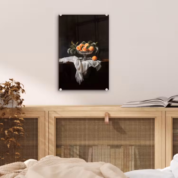 Glas schilderij - Stilleven - Perziken - Vintage — 5