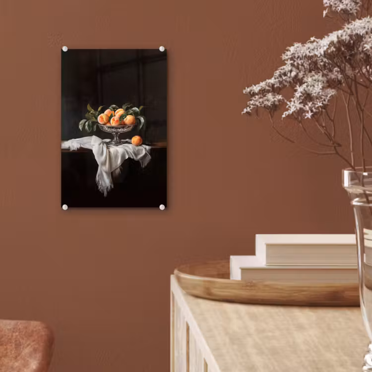 Glas schilderij - Stilleven - Perziken - Vintage — 6