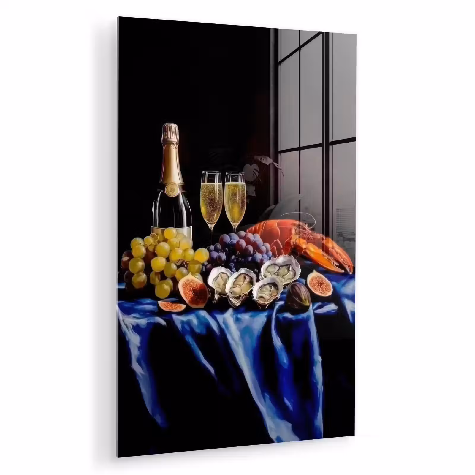 Glas schilderij - Champagne - Luxe - Oesters — 1