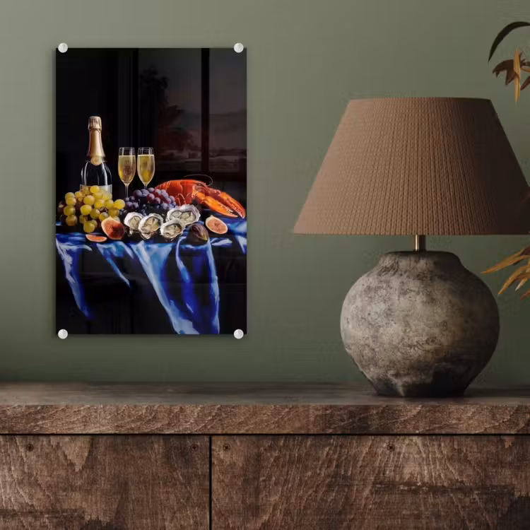 Glas schilderij - Champagne - Luxe - Oesters — 4