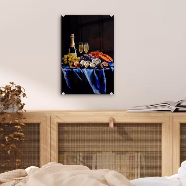Glas schilderij - Champagne - Luxe - Oesters — 5