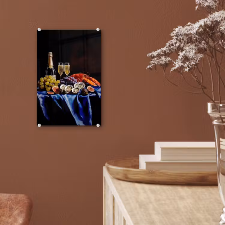 Glas schilderij - Champagne - Luxe - Oesters — 6