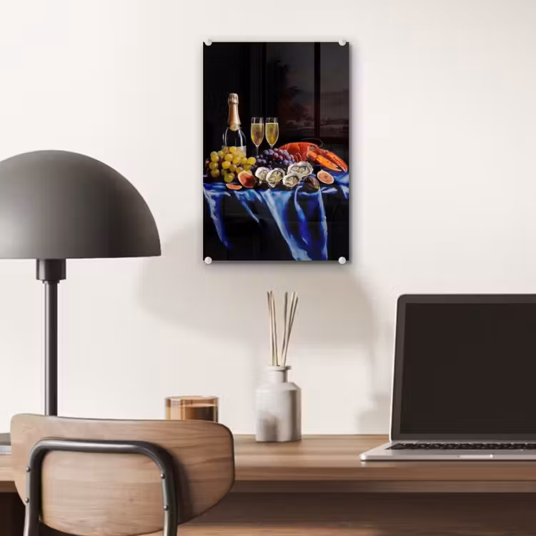 Glas schilderij - Champagne - Luxe - Oesters — 7