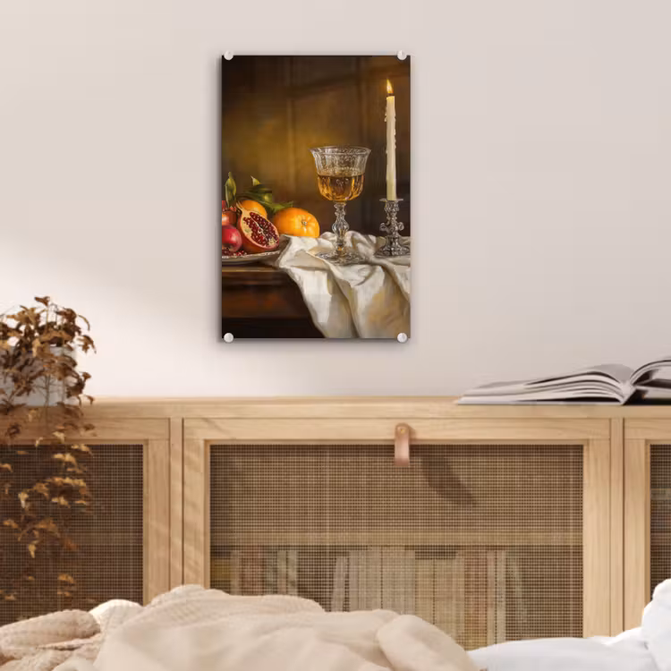Glas schilderij - Fruit - Stilleven - Wijn - Kaars — 5
