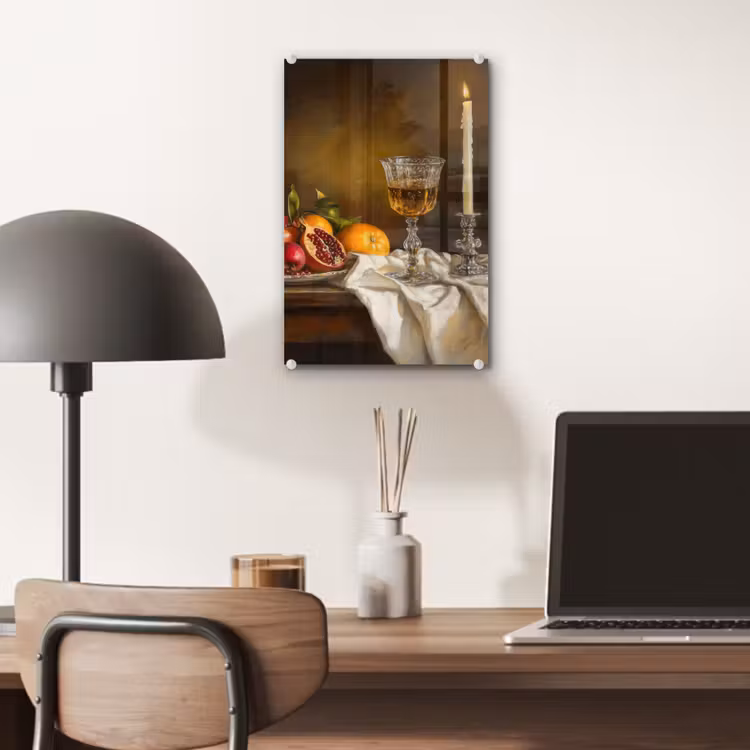 Glas schilderij - Fruit - Stilleven - Wijn - Kaars — 7