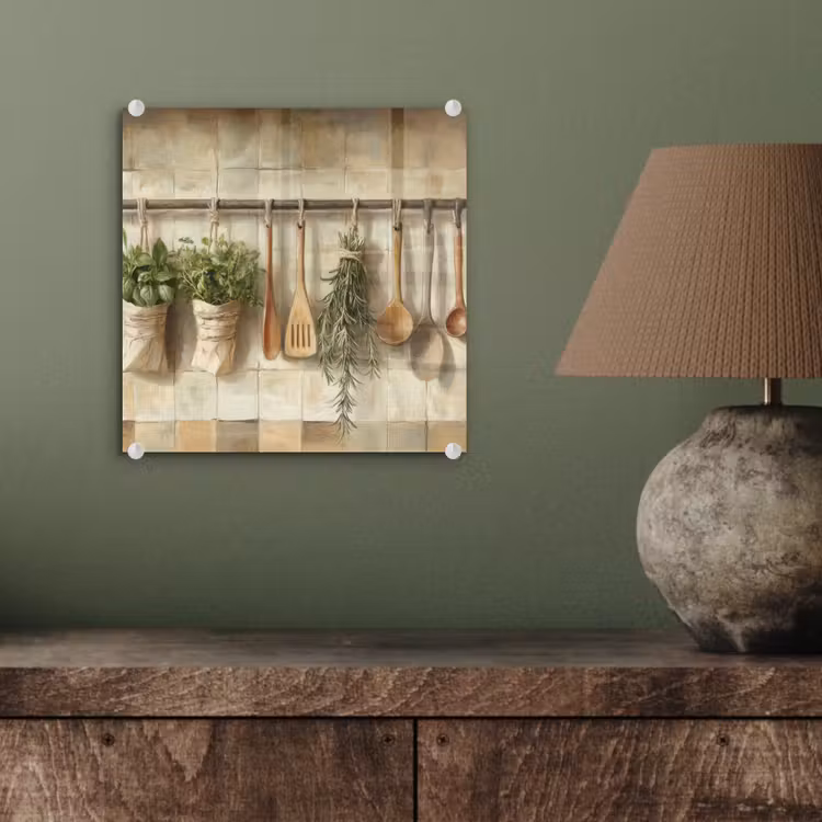 Glas schilderij - Hout - Keukengerei - Stilleven - Tegels — 4