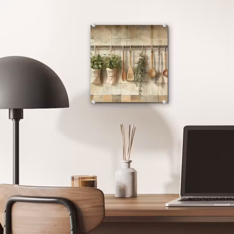 Glas schilderij - Hout - Keukengerei - Stilleven - Tegels — 7