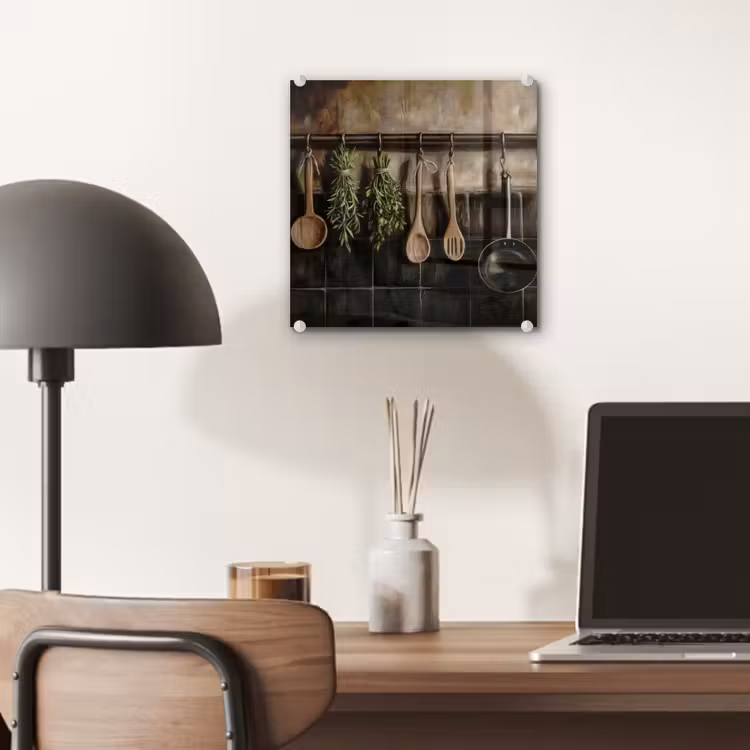 Glas schilderij - Keukengerei - Rustiek - Tegels - Kruiden — 7